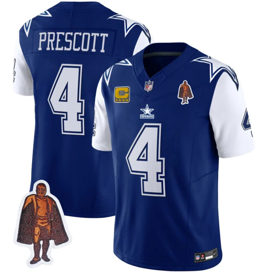 Men's Dallas Cowboys #4 Dak Prescott Navy 2023 F.U.S.E. With Walter Payton Patch And 4-star Patch Vapor Limited Football Stitched Jersey